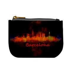 Barcelona City Dark Watercolor Skyline Mini Coin Purses by hqphoto