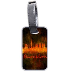 Barcelona City Dark Watercolor Skyline Luggage Tags (two Sides)