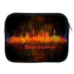 Barcelona City Dark Watercolor Skyline Apple Ipad 2/3/4 Zipper Cases by hqphoto