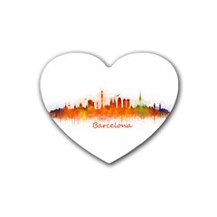 Barcelona City Art Rubber Coaster (Heart) 