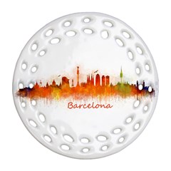 Barcelona City Art Round Filigree Ornament (2side) by hqphoto