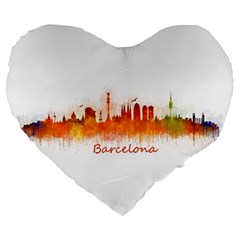 Barcelona City Art Large 19  Premium Flano Heart Shape Cushions by hqphoto