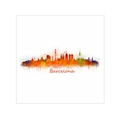 Barcelona City Art Small Satin Scarf (Square) 