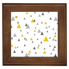 Pastel Random Triangles Modern Pattern Framed Tiles by Dushan