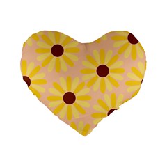 Sunflowers Everywhere Standard 16  Premium Flano Heart Shape Cushions by CraftyLittleNodes