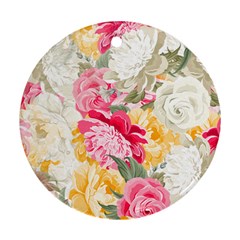 Colorful Floral Collage Round Ornament (two Sides)  by Dushan