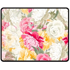 Colorful Floral Collage Double Sided Fleece Blanket (medium)  by Dushan