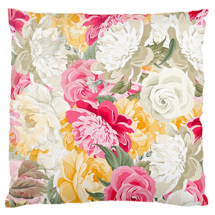 Colorful Floral Collage Large Flano Cushion Cases (Two Sides) 