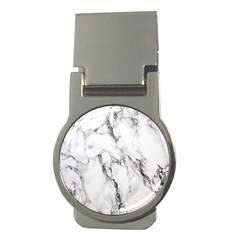 White Marble Stone Print Money Clips (round)  by Dushan