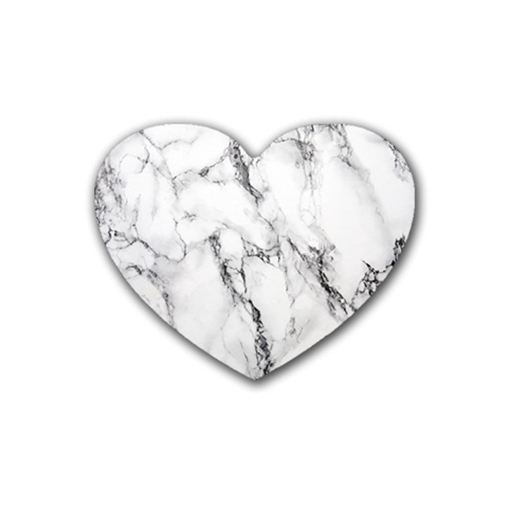 White Marble Stone Print Heart Coaster (4 pack) 