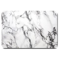 White Marble Stone Print Large Doormat  by Dushan