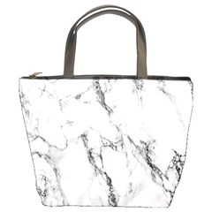 White Marble Stone Print Bucket Bags by Dushan