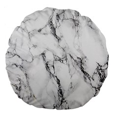White Marble Stone Print Large 18  Premium Flano Round Cushions by Dushan