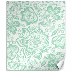 Mint Green And White Baroque Floral Pattern Canvas 20  X 24   by Dushan