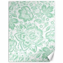 Mint Green And White Baroque Floral Pattern Canvas 36  X 48  