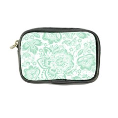 Mint Green And White Baroque Floral Pattern Coin Purse by Dushan