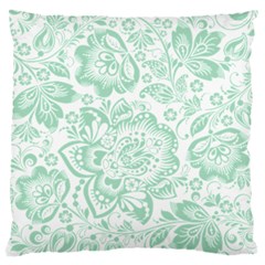 Mint Green And White Baroque Floral Pattern Large Flano Cushion Cases (one Side) 