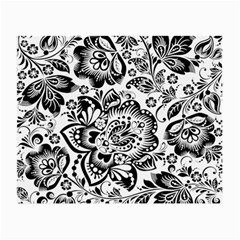 Black Floral Damasks Pattern Baroque Style Small Glasses Cloth by Dushan