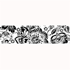 Black Floral Damasks Pattern Baroque Style Large Bar Mats by Dushan