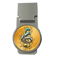 Music, Clef With Fairy And Floral Elements Money Clips (round)  by FantasyWorld7