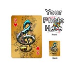 Music, Clef With Fairy And Floral Elements Playing Cards 54 (Mini)  Front - Heart9