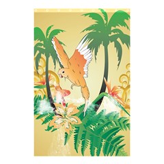 Funny Budgies With Palm And Flower Shower Curtain 48  X 72  (small)  by FantasyWorld7