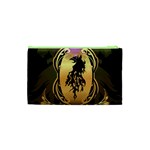 Lion Silhouette With Flame On Golden Shield Cosmetic Bag (XS) Back