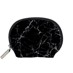 Black Marble Stone Pattern Accessory Pouches (small)  by Dushan