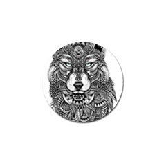 Intricate Elegant Wolf Head Illustration Golf Ball Marker (4 Pack) by Dushan