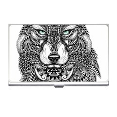 Intricate Elegant Wolf Head Illustration Business Card Holders