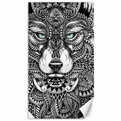 Intricate Elegant Wolf Head Illustration Canvas 40  X 72   by Dushan