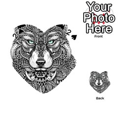 Intricate Elegant Wolf Head Illustration Playing Cards 54 (heart) 