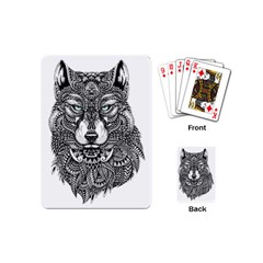Intricate Elegant Wolf Head Illustration Playing Cards (mini)  by Dushan