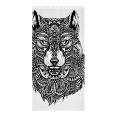 Intricate Elegant Wolf Head Illustration Shower Curtain 36  X 72  (stall)  by Dushan