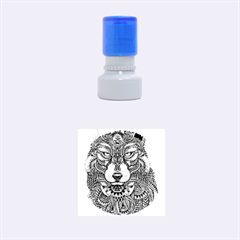 Intricate Elegant Wolf Head Illustration Rubber Round Stamps (small)