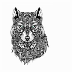 Intricate Elegant Wolf Head Illustration Small Garden Flag (two Sides)