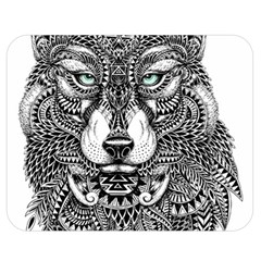 Intricate Elegant Wolf Head Illustration Double Sided Flano Blanket (medium)  by Dushan