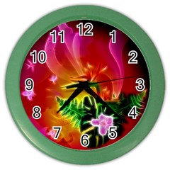 Awesome F?owers With Glowing Lines Color Wall Clocks