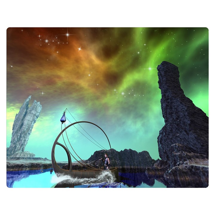 Fantasy Landscape With Lamp Boat And Awesome Sky Double Sided Flano Blanket (Medium) 