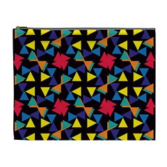 Colorful Triangles And Flowers Pattern Cosmetic Bag (xl) by LalyLauraFLM