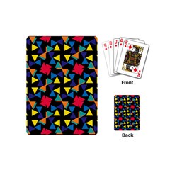 Colorful Triangles And Flowers Pattern Playing Cards (mini) by LalyLauraFLM