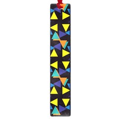 Colorful Triangles And Flowers Pattern Large Book Mark by LalyLauraFLM