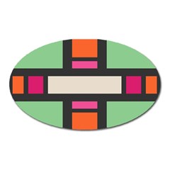 Rectangles Cross Magnet (oval) by LalyLauraFLM