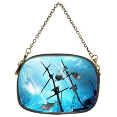 Underwater World With Shipwreck And Dolphin Chain Purses (two Sides)  by FantasyWorld7