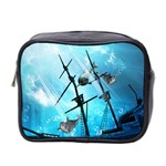 Underwater World With Shipwreck And Dolphin Mini Toiletries Bag 2-Side Front