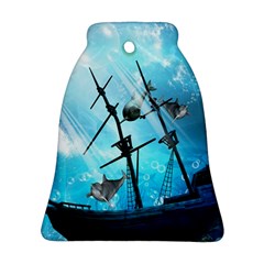 Underwater World With Shipwreck And Dolphin Bell Ornament (2 Sides) by FantasyWorld7
