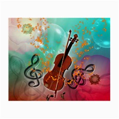 Violin With Violin Bow And Key Notes Small Glasses Cloth (2-Side)