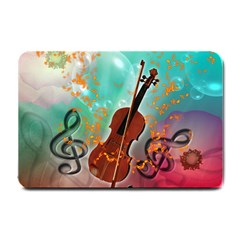 Violin With Violin Bow And Key Notes Small Doormat  by FantasyWorld7