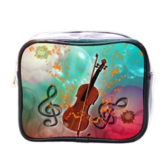 Violin With Violin Bow And Key Notes Mini Toiletries Bags