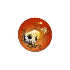 Soccer With Fire And Flame And Floral Elelements Golf Ball Marker by FantasyWorld7